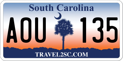 SC license plate AOU135