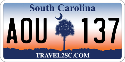 SC license plate AOU137