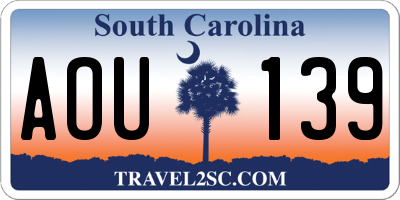 SC license plate AOU139