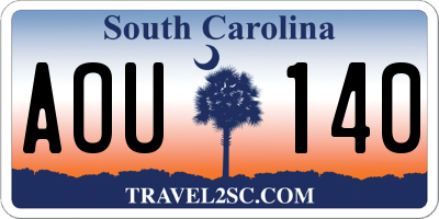 SC license plate AOU140