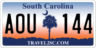 SC license plate AOU144
