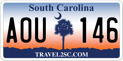 SC license plate AOU146