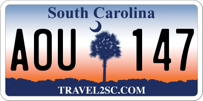 SC license plate AOU147
