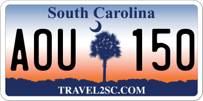 SC license plate AOU150