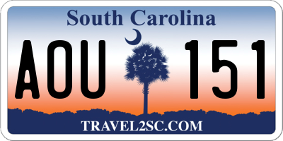 SC license plate AOU151