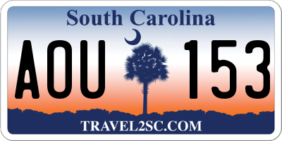SC license plate AOU153