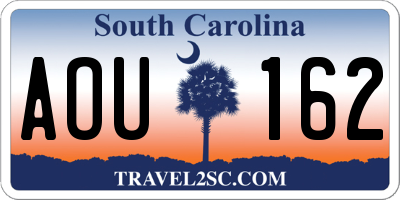 SC license plate AOU162