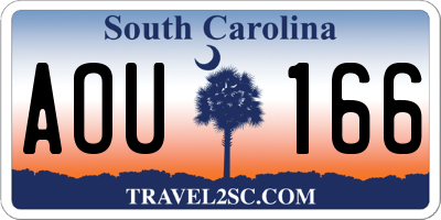 SC license plate AOU166