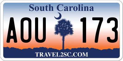SC license plate AOU173