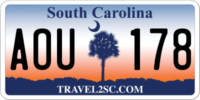 SC license plate AOU178