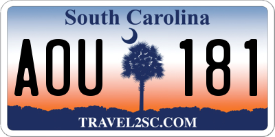 SC license plate AOU181