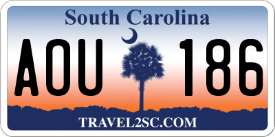 SC license plate AOU186