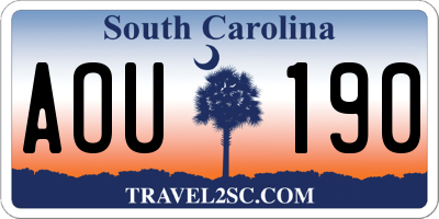 SC license plate AOU190