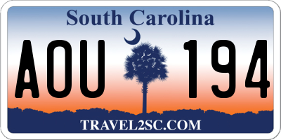 SC license plate AOU194
