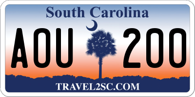 SC license plate AOU200