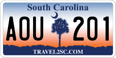 SC license plate AOU201