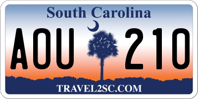 SC license plate AOU210