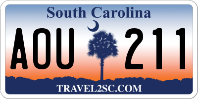 SC license plate AOU211