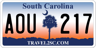 SC license plate AOU217