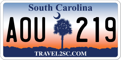 SC license plate AOU219