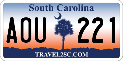 SC license plate AOU221