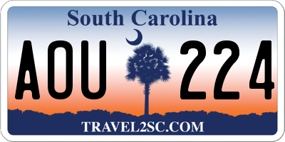SC license plate AOU224