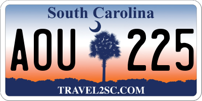 SC license plate AOU225