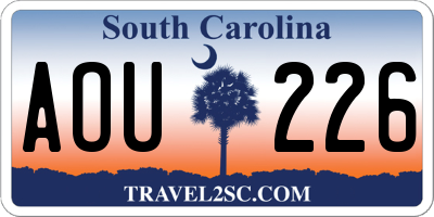 SC license plate AOU226