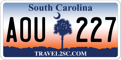 SC license plate AOU227
