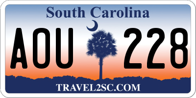 SC license plate AOU228