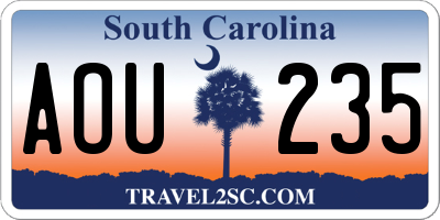 SC license plate AOU235