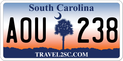 SC license plate AOU238
