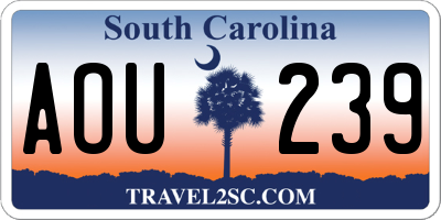 SC license plate AOU239