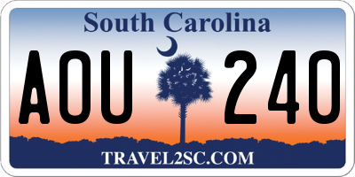 SC license plate AOU240