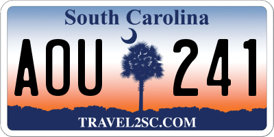 SC license plate AOU241