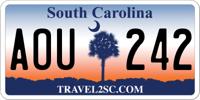SC license plate AOU242