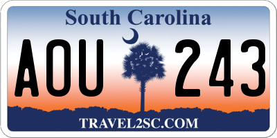 SC license plate AOU243