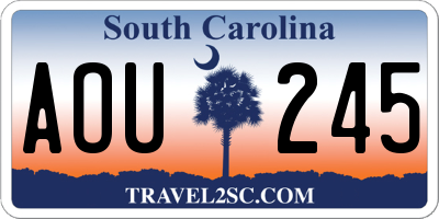 SC license plate AOU245