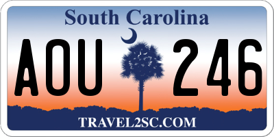 SC license plate AOU246