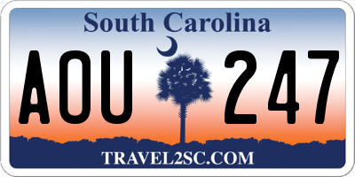 SC license plate AOU247