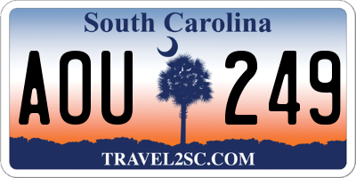 SC license plate AOU249