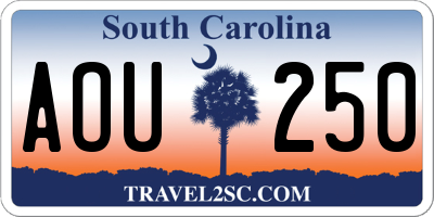 SC license plate AOU250