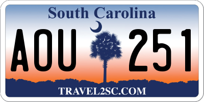 SC license plate AOU251