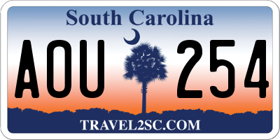 SC license plate AOU254