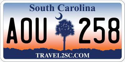 SC license plate AOU258