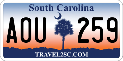 SC license plate AOU259