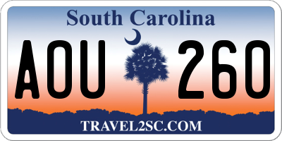 SC license plate AOU260