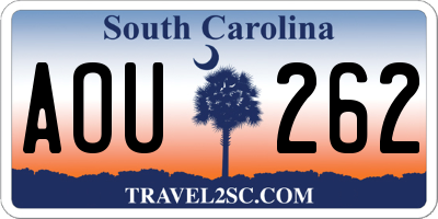 SC license plate AOU262