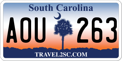 SC license plate AOU263