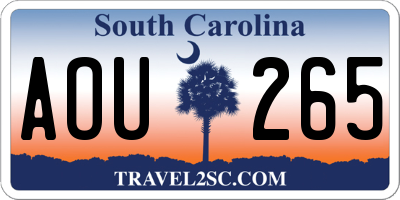 SC license plate AOU265